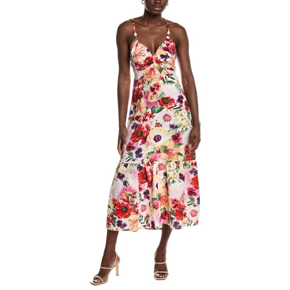 Marion Womens  Floral Cross Back Beaded Dress, Multi